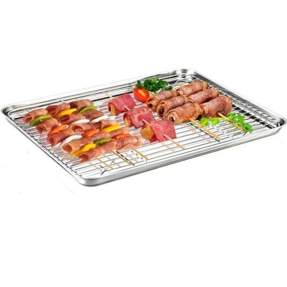TeamFar Baking Sheet with Rack Set, Stainless Steel Baking Pan Tray Cookie - Picture 3 of 7